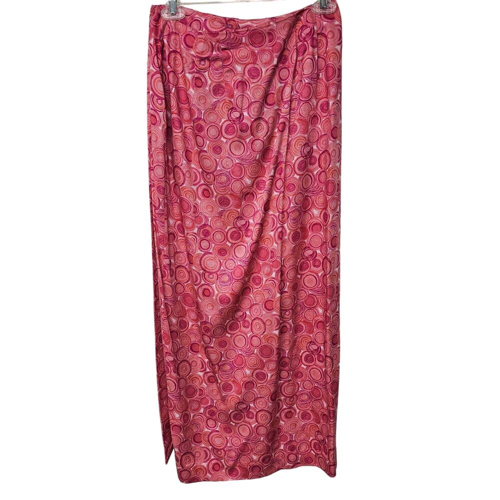 Talbots Maxi Wrap Skirt Polka Dot Print Pink Pull On Womens Size 4 Barbiecore